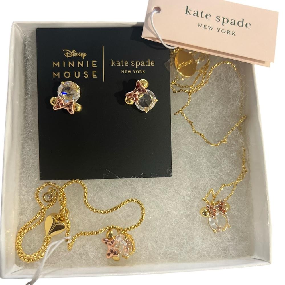 Disney x Kate Spade Minnie Mouse Necklace, Earring & Bracelet Jewelry Bundle